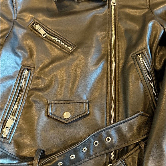 Zara Leather Black moto Jacket - Picture 3 of 5